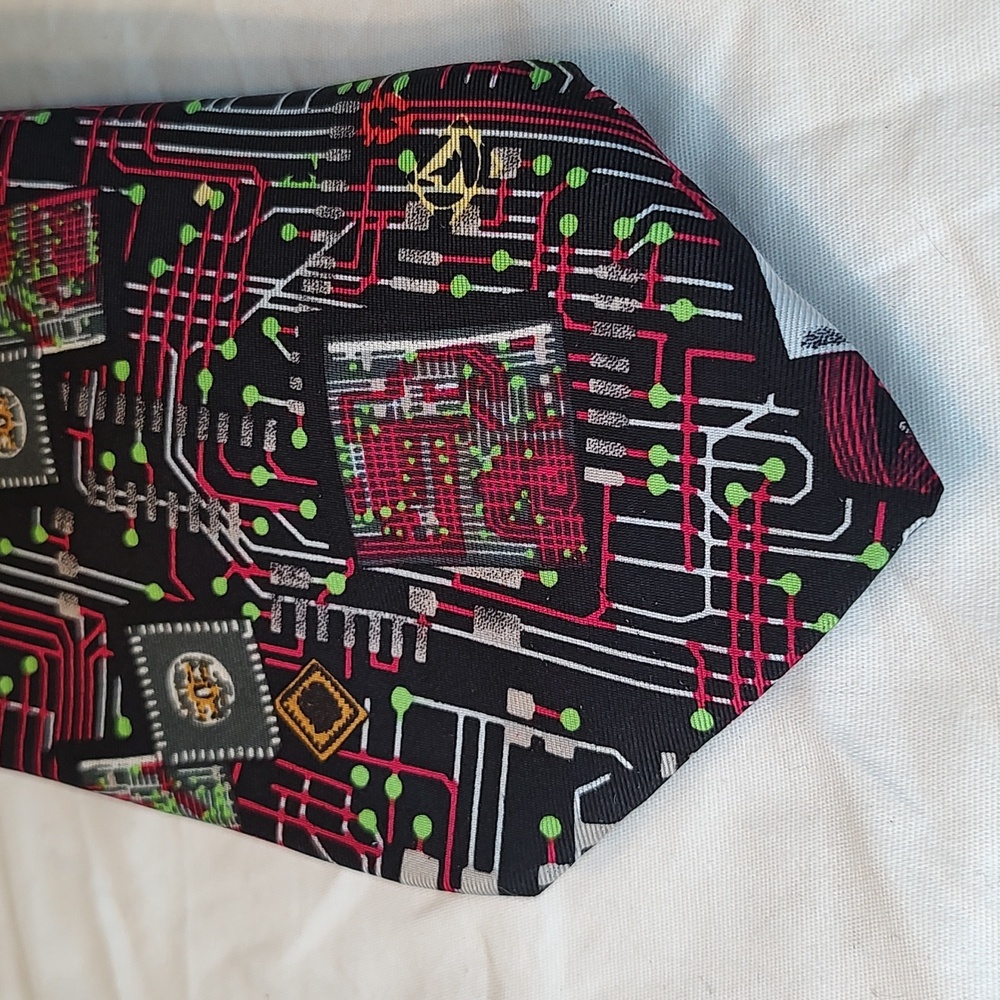 Vintage 90s Computer Circuit Board Silk Neck Tie The Smithsonian